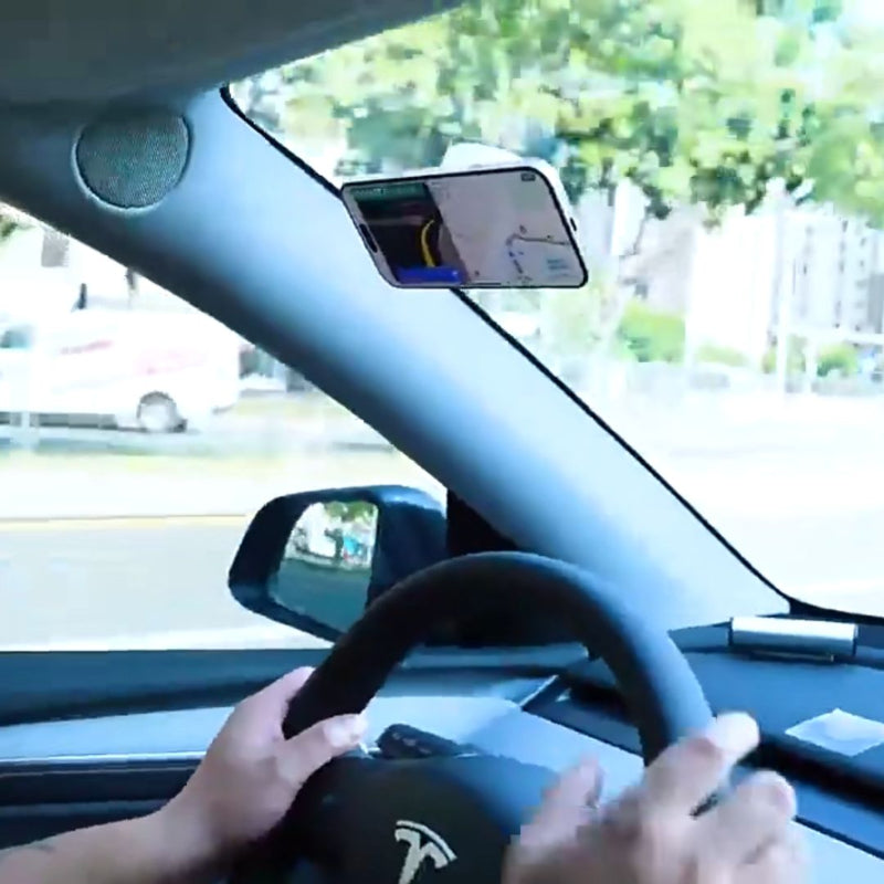 support telephone voiture magnetique argent sur parebrise