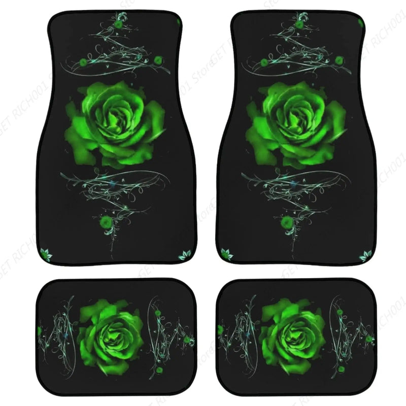 tapis de sol pour voiture neogrip fleur vert noir