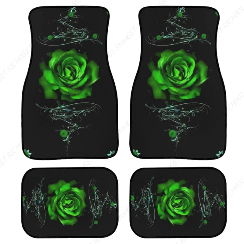 tapis de sol pour voiture neogrip fleur vert noir