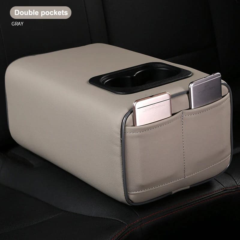 accoudoir voiture universel premium gris deux poches