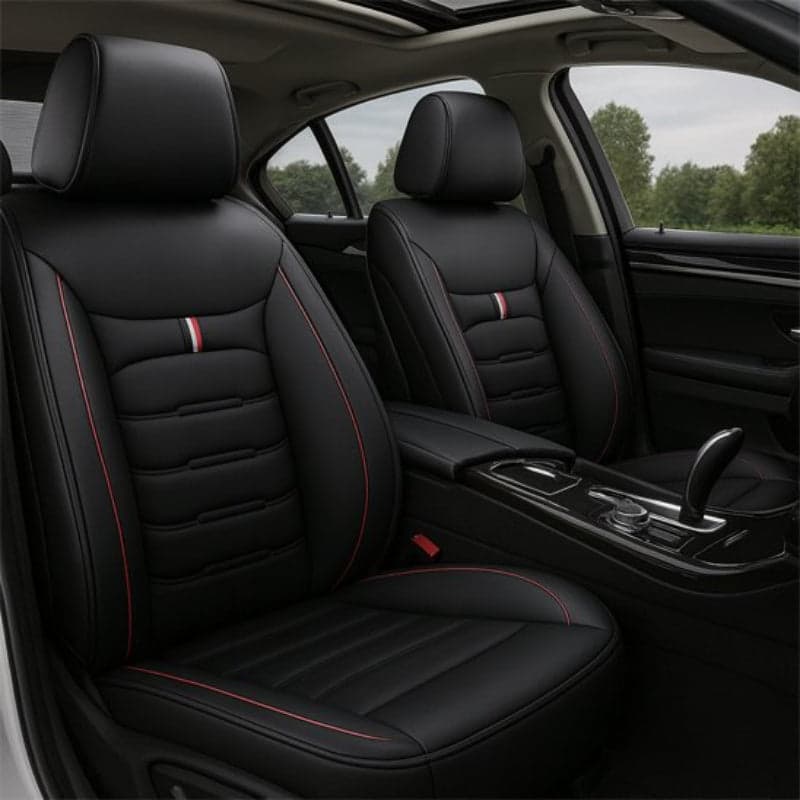 Housse siege pour voiture noir rouge deux pieces