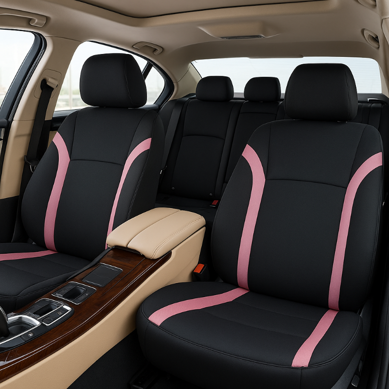 housse voiture universelle noir bande rose