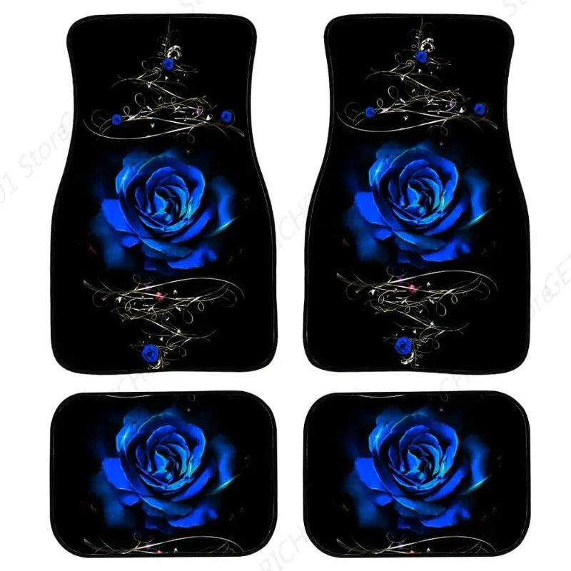 tapis de sol pour voiture neogrip fleur bleu noir