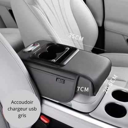 accoudoir pour voiture chargeur usb gris