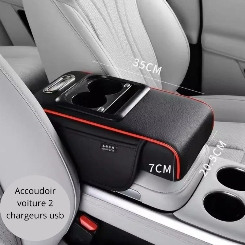 accoudoir pour voiture chargeur usb noir rouge