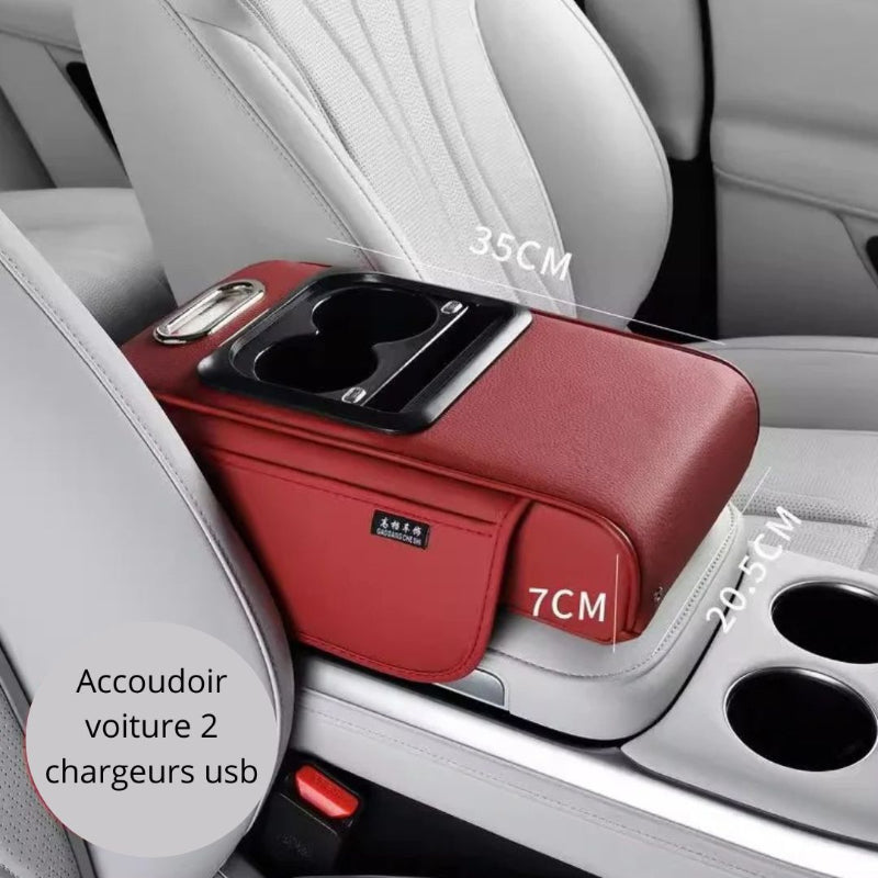 accoudoir pour voiture chargeur usb rouge