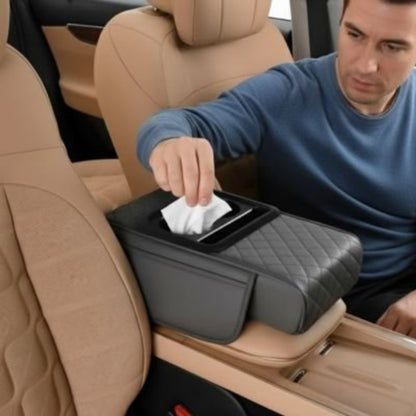 Accoudoir voiture ergonomique distributeur mouchoirs gris