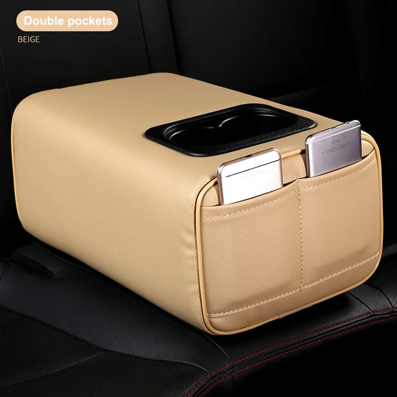 accoudoir voiture universel premuim beige deux poches