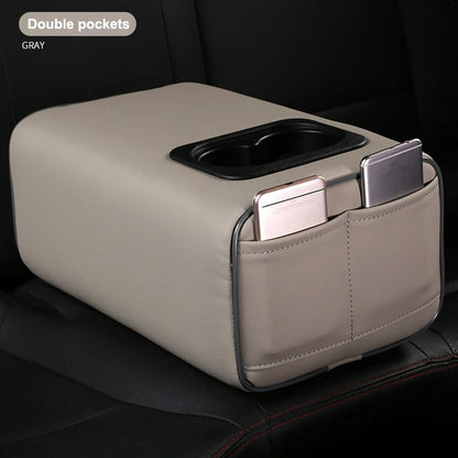 accoudoir voiture universel premium gris deux poches