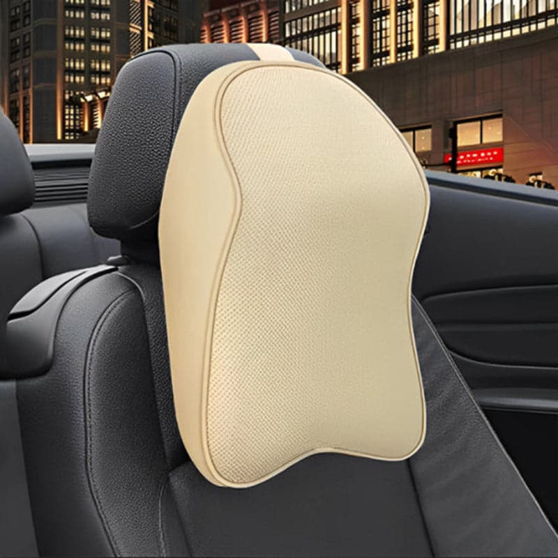 coussin cervical memoire de forme beige