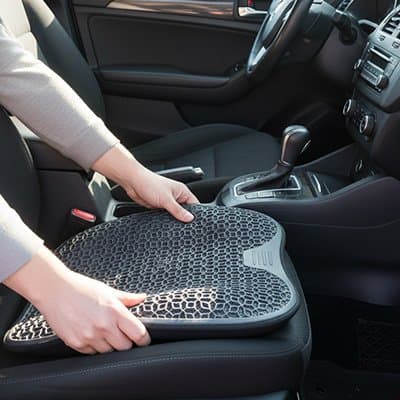 coussin voiture ergonomique gris installation