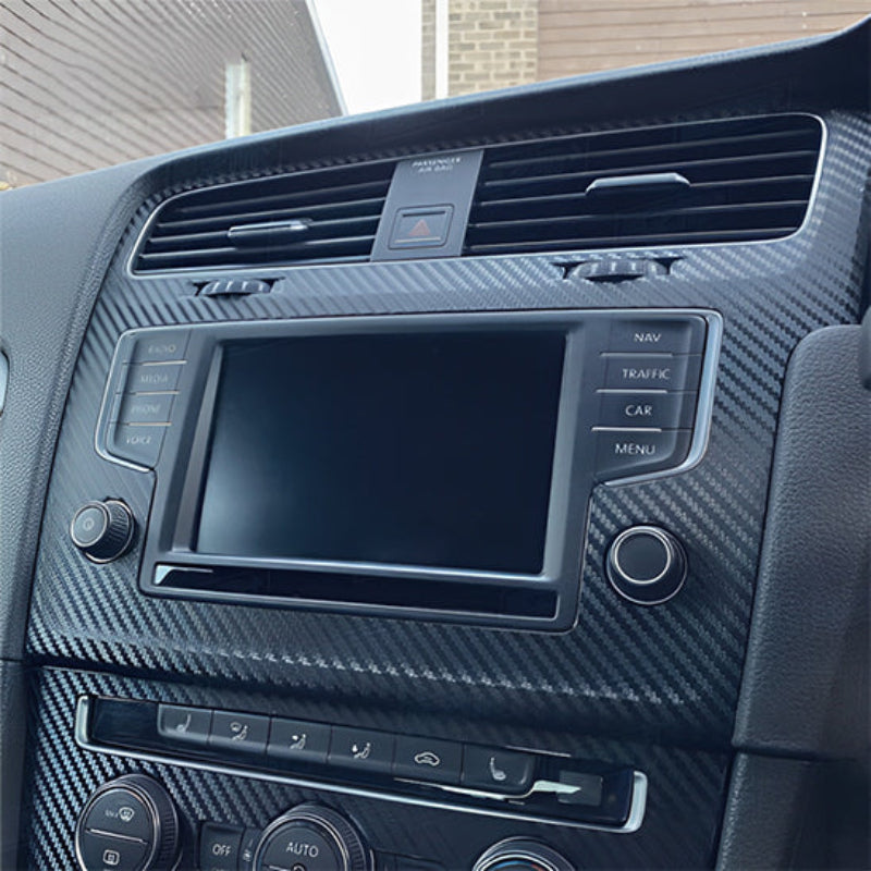 covering voiture film adhesif bleu console media