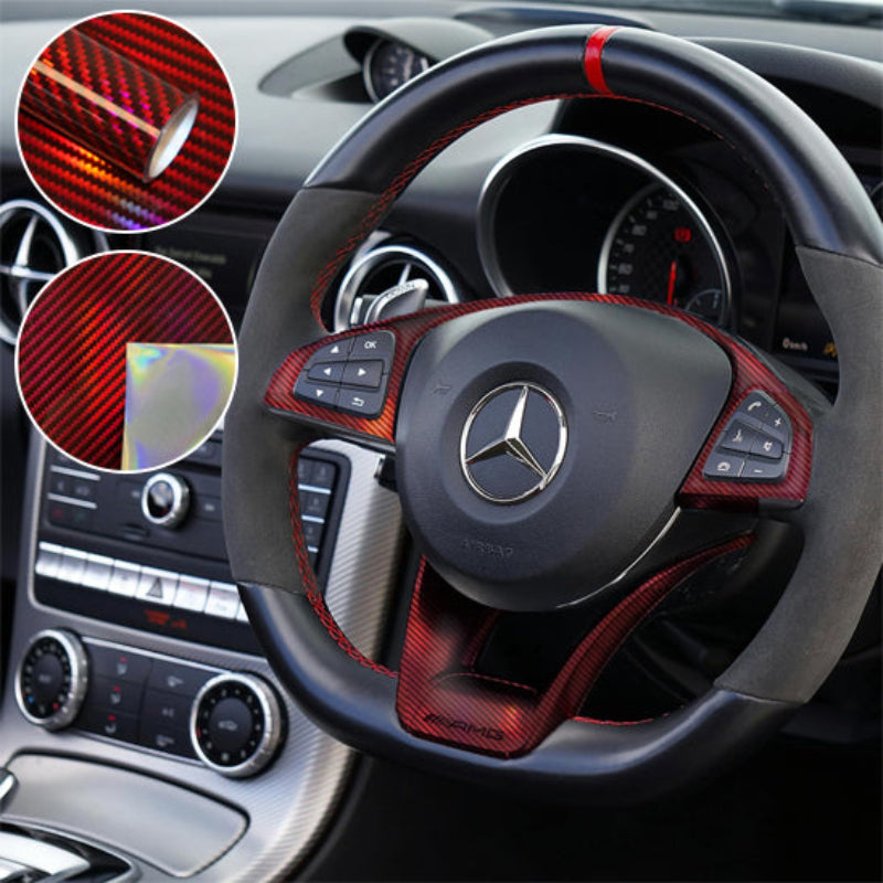 covering voiture film autocollant rouge sur volant