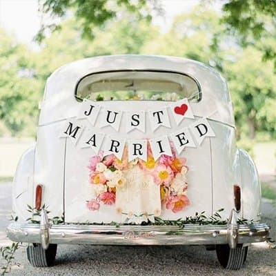 Décoration voiture mariage un coeur