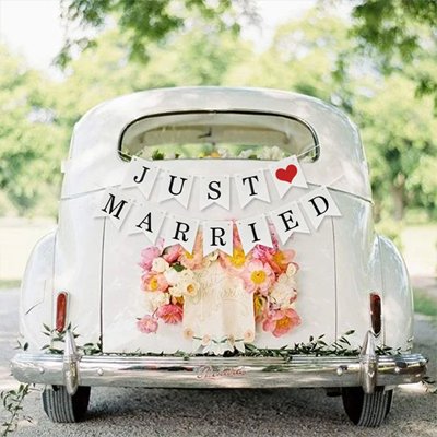Décoration voiture mariage un coeur