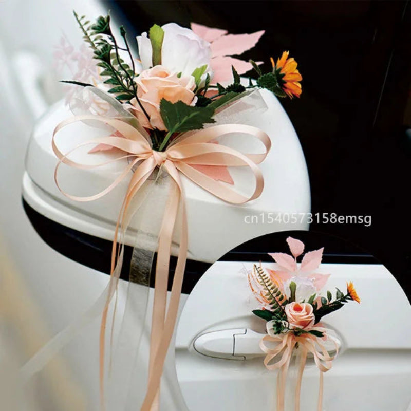 decoration voiture de mariage champagne