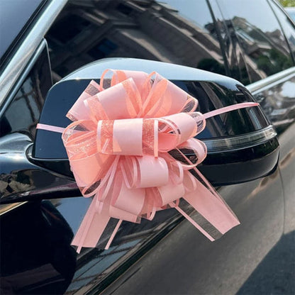 decoration voiture mariage noeuds roses charmant