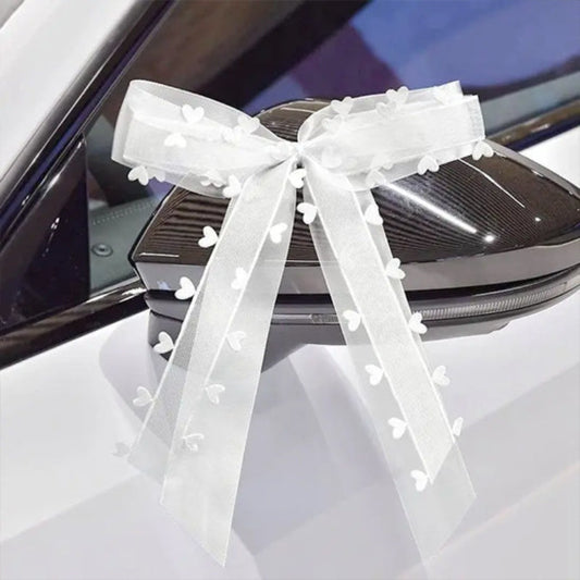 decoration voiturespour mariage etroviseur voiture blanche