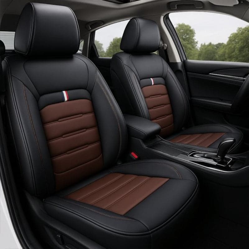 Housse siege pour voiture noir marron deux pieces