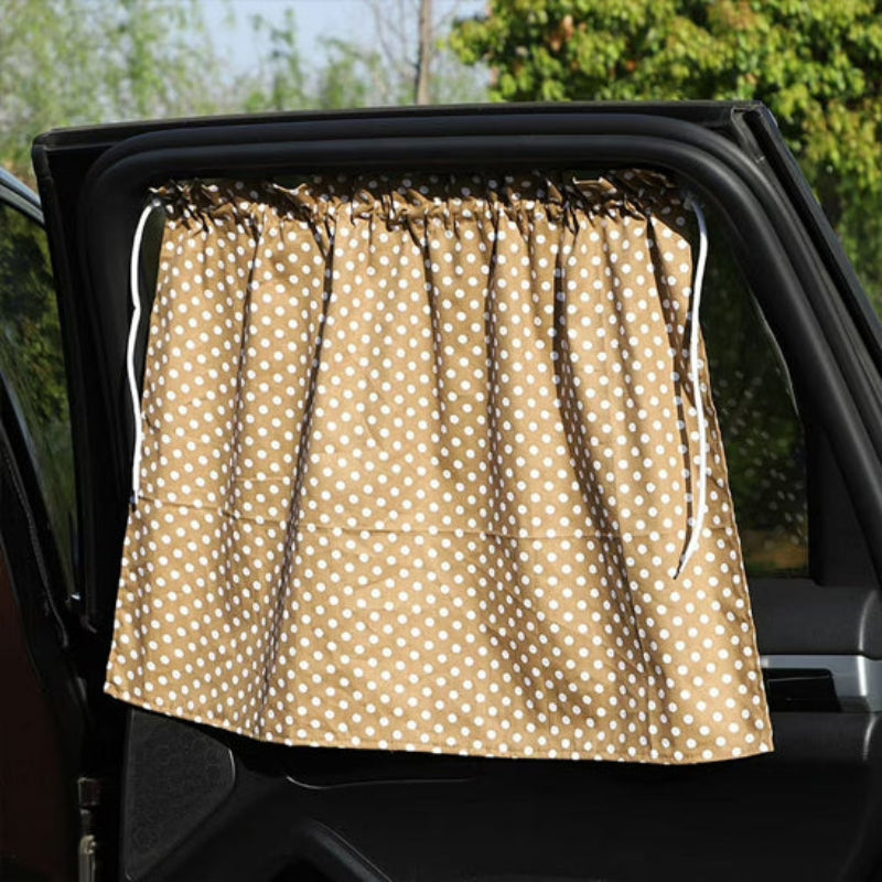 pare soleil bebe voiture rideau beige pois blanc